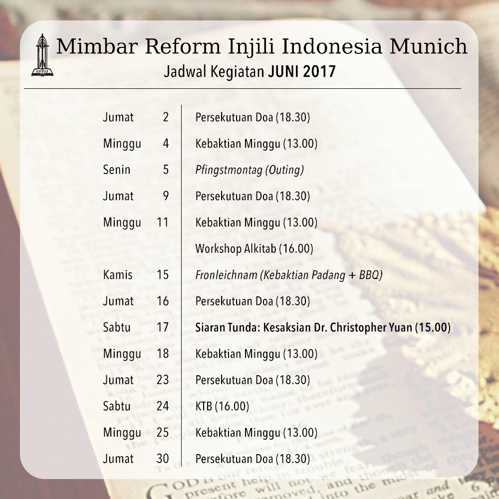 Jadwal Kegiatan MRII München – Juni 2017