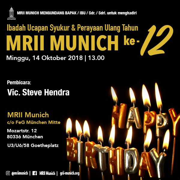 Ibadah Ucapan Syukur & Perayaan Ulang Tahun MRII Munich ke-12